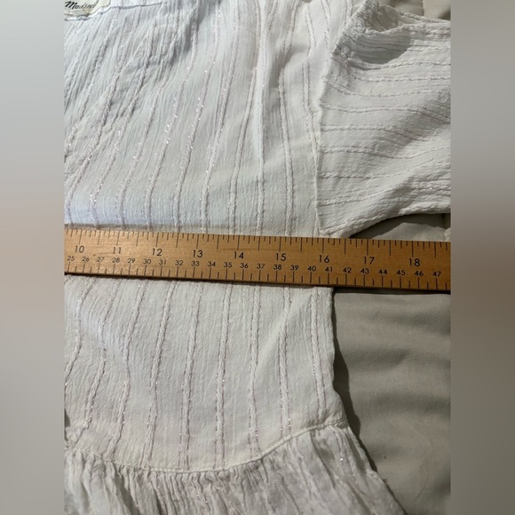 Madewell bubble sleeve peplum top metallic thread stripe size XS - Picture 13 of 14